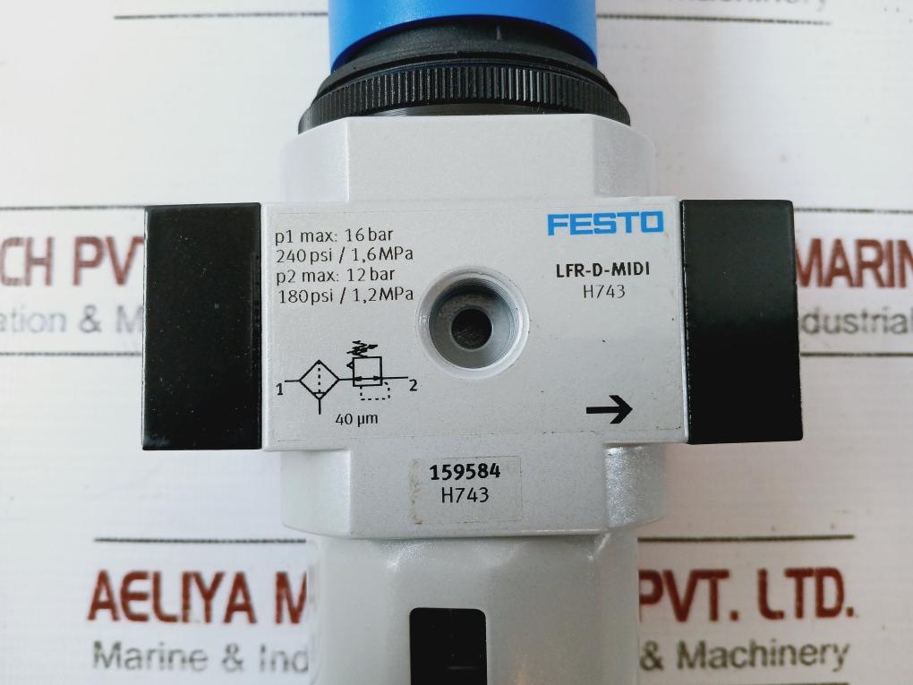 Festo Lfr-d-midi Filter Regulator Unit With Pressure Gauge 16bar/230 Psi/1,6 Mpa