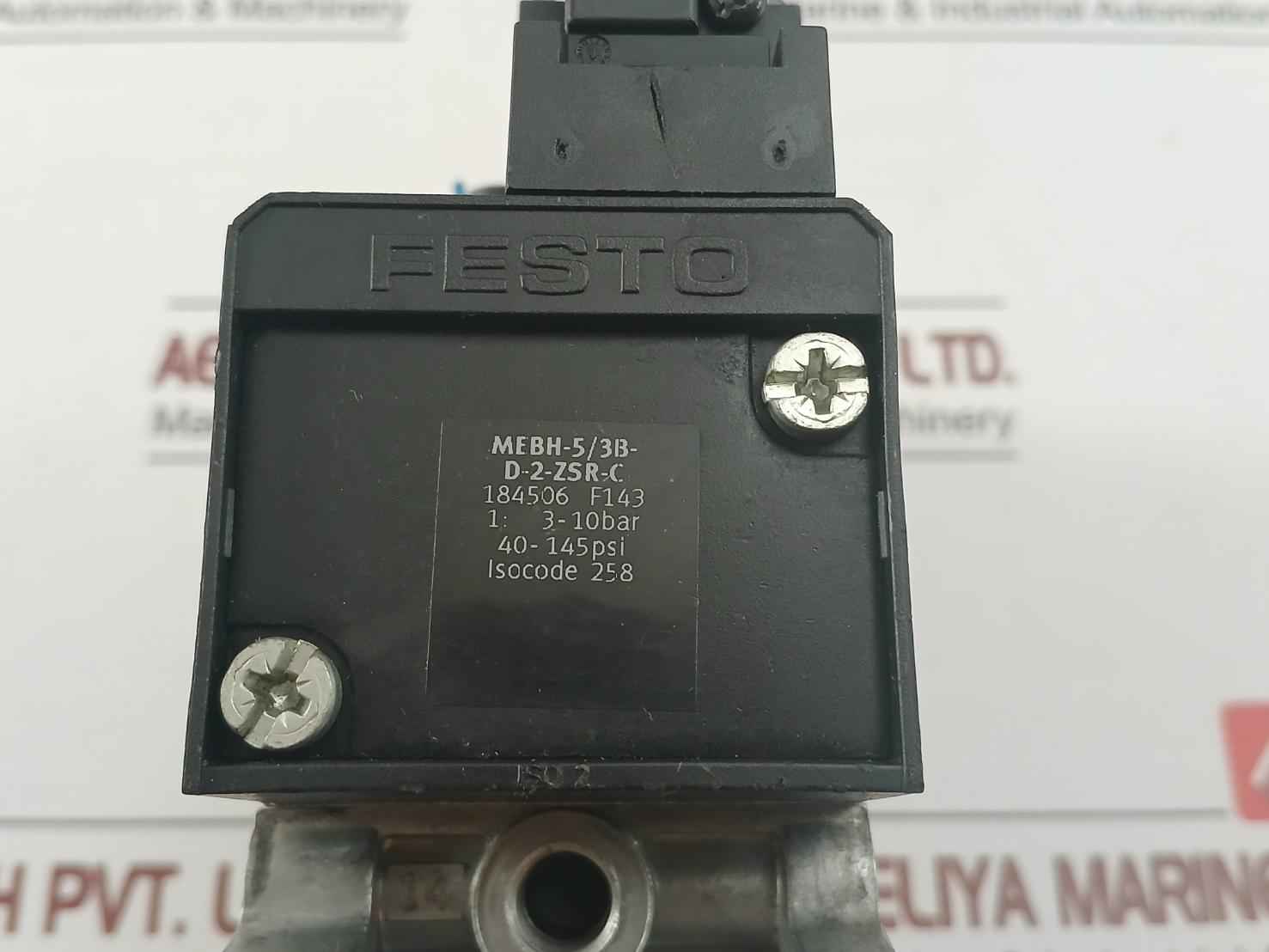 Festo Mebh-5/3B-d-2-zsr-c Solenoid Valve 40-145Psi 20.4-26.4V Dc