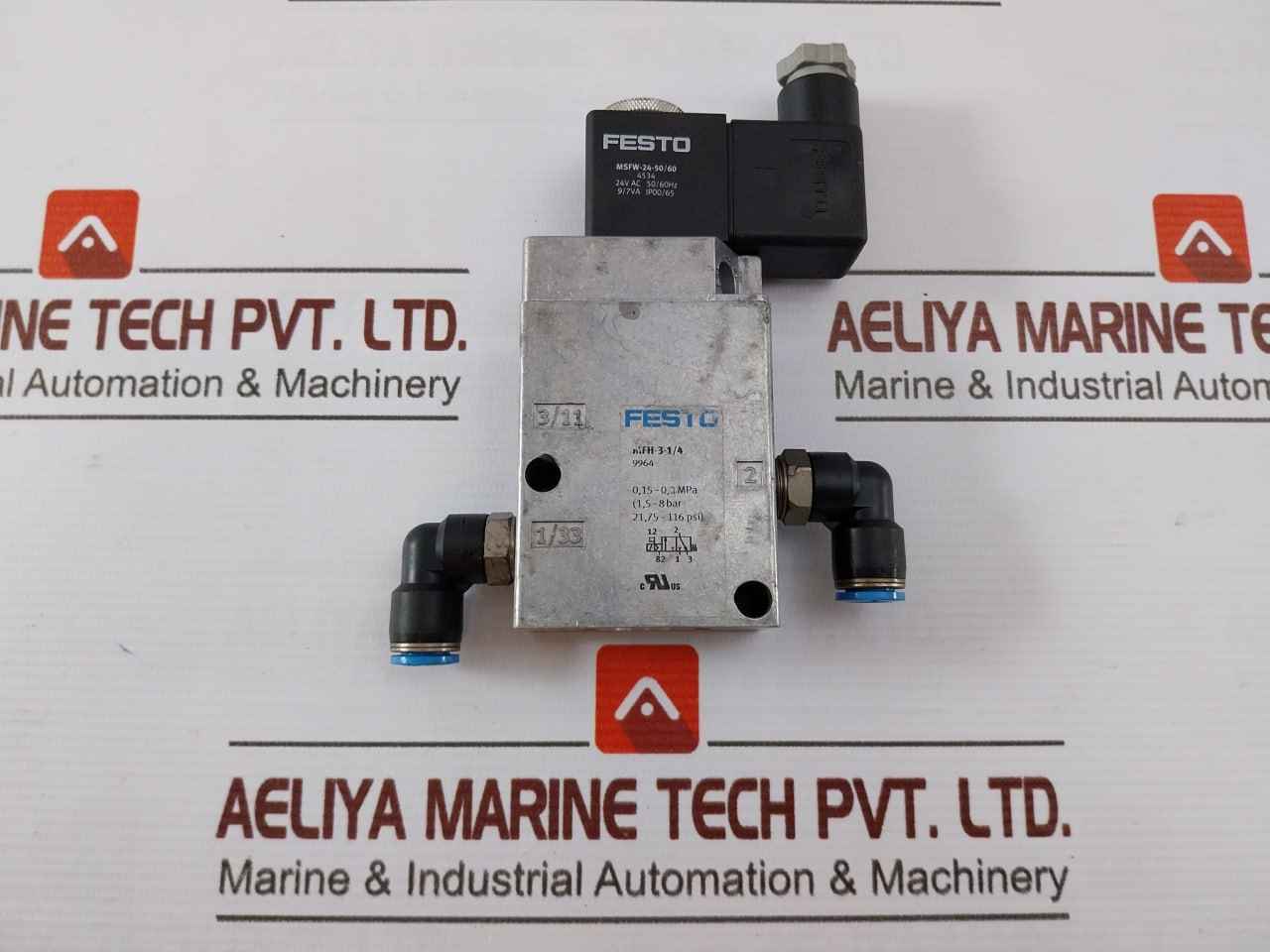 Festo Mfh-3-1/4 Solenoid Valve 75-116Psi 24Vac 50/60Hz Ip00/65