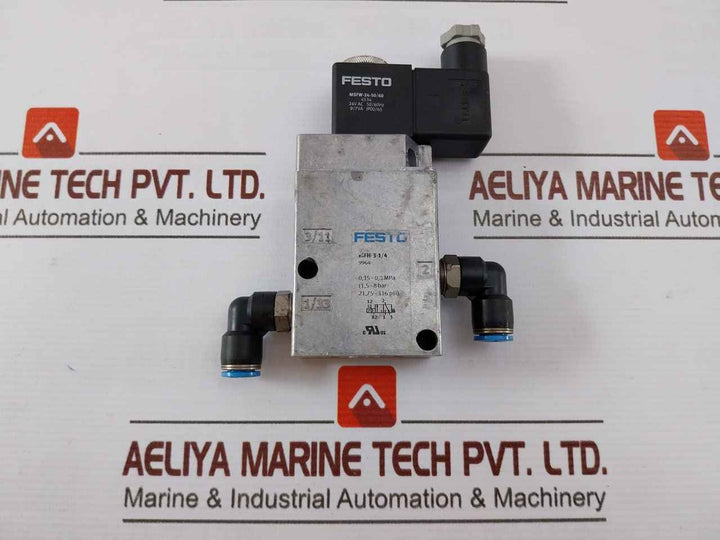 Festo Mfh-3-1/4 Solenoid Valve 75-116Psi 24Vac 50/60Hz Ip00/65