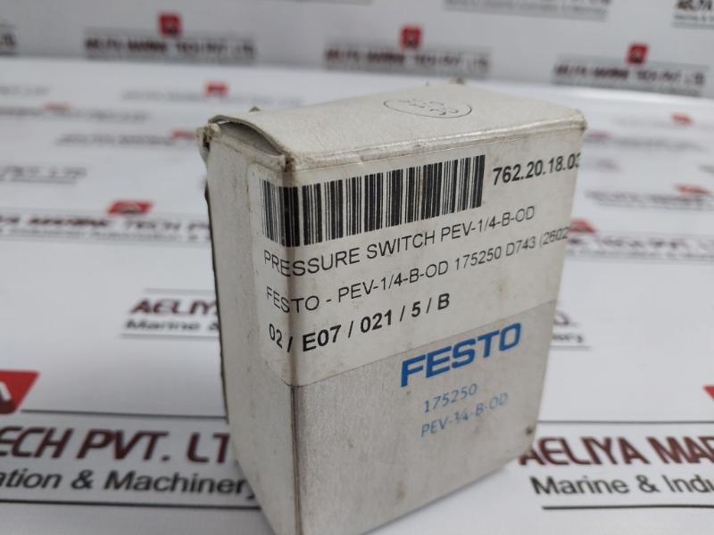 Festo Pev-1/4-b-od Pressure Switch 250 Vac, 125 Vdc 8000148