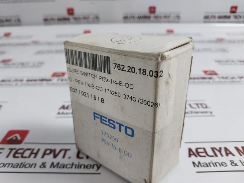 Festo Pev-1/4-b-od Pressure Switch 250 Vac, 125 Vdc 8000148