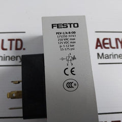 Festo Pev-1/4-b-od Pressure Switch 250 Vac, 125 Vdc 8000148
