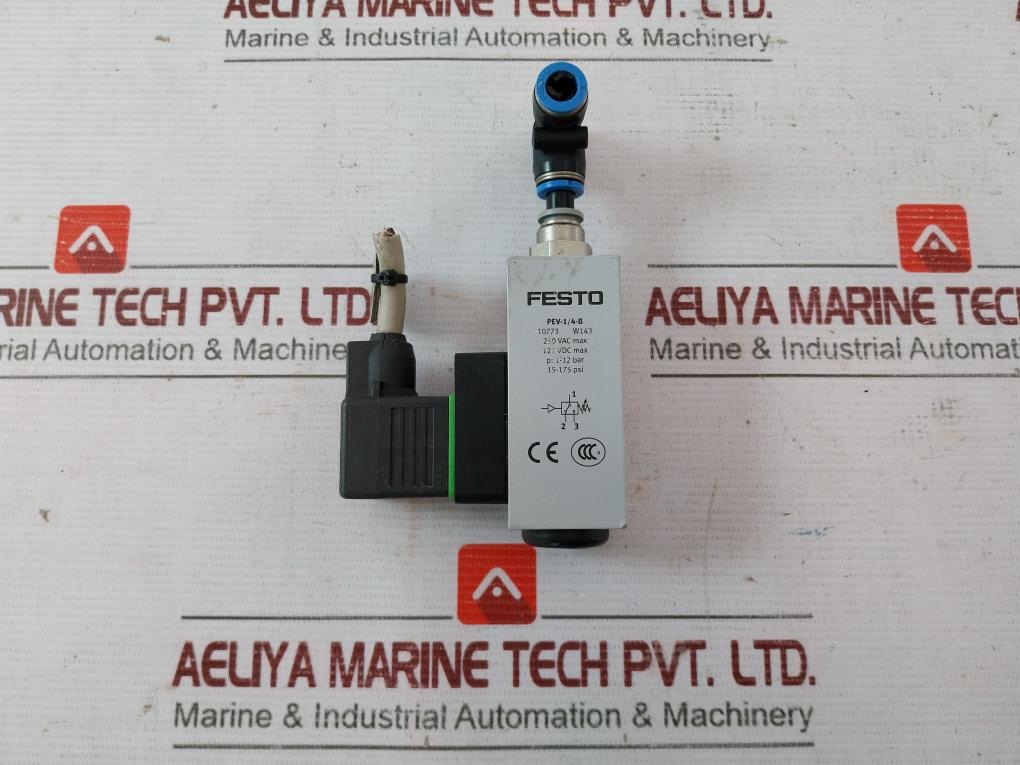 Festo Pev-1/4-b Pressure Switch 1-12 Bar 250Vac/125Vdc 15-175 Psi 24Vdc-4A