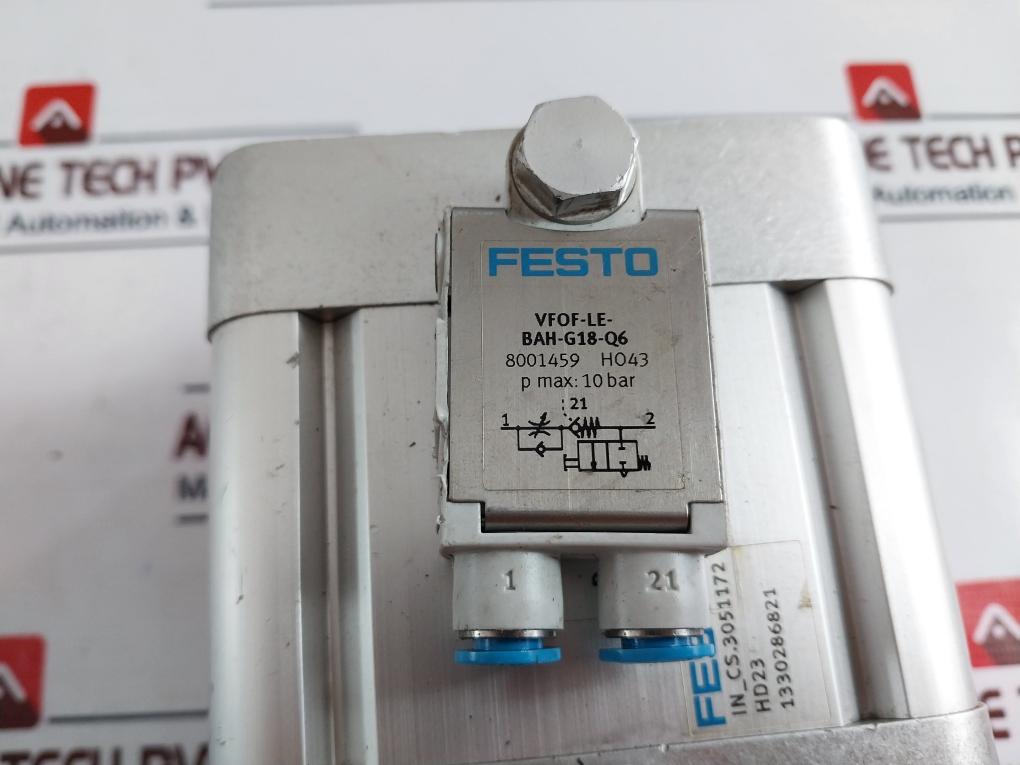 FESTO VFOF-LE-BAH-G18-Q6 One-way Flow Control Valve D-80-14-P-A-S2-R8-SA
