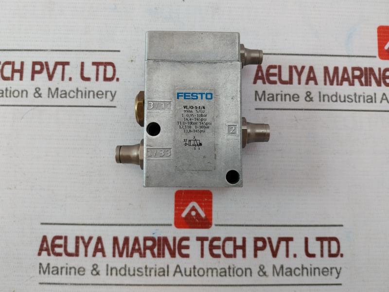 Festo Vl/O-3-1/4 3/2-way Monostable Pneumatic Valve 0-10 Bar 145 Psi