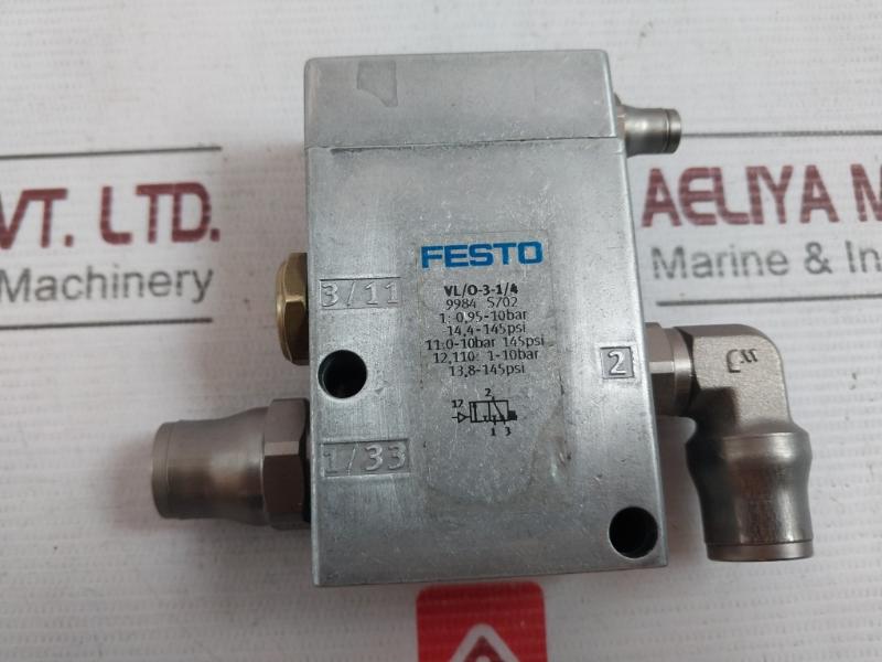Festo Vl/O-3-1/4 Pneumatic Valve 9984 S702 0 To 10 Bar/145 Psi 659 852