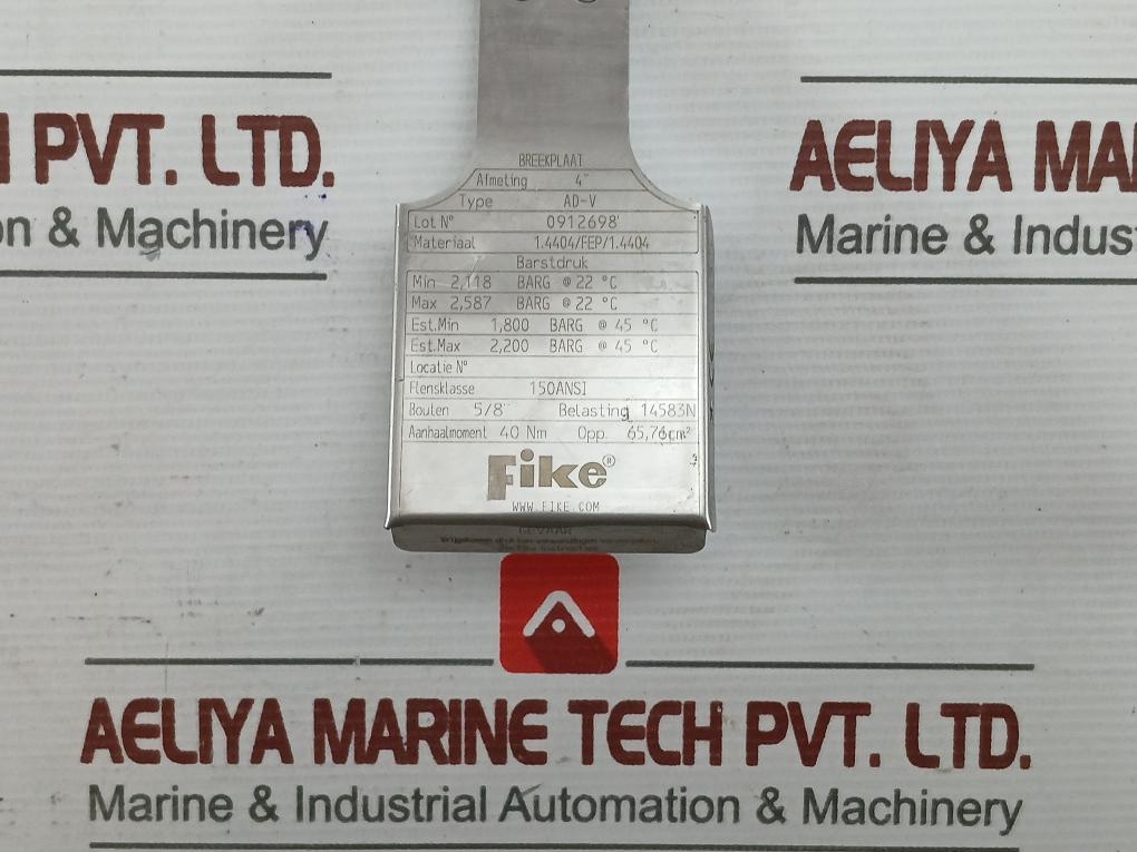 Ad-v Breaking Plate Size:4” Fike