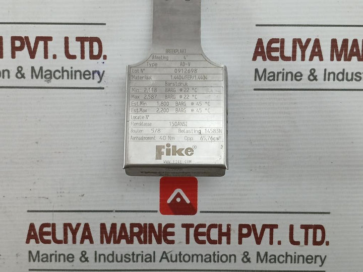 Ad-v Breaking Plate Size:4” Fike