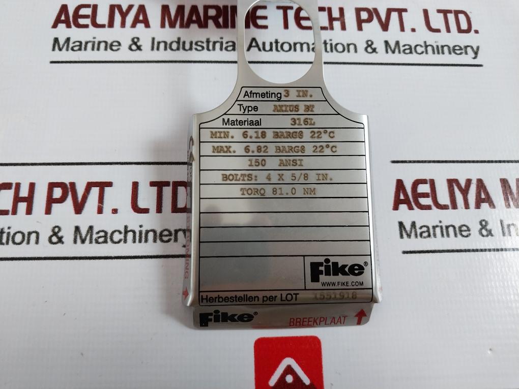 Fike Axius Bt Rupture Disc 316L Stainless Steel