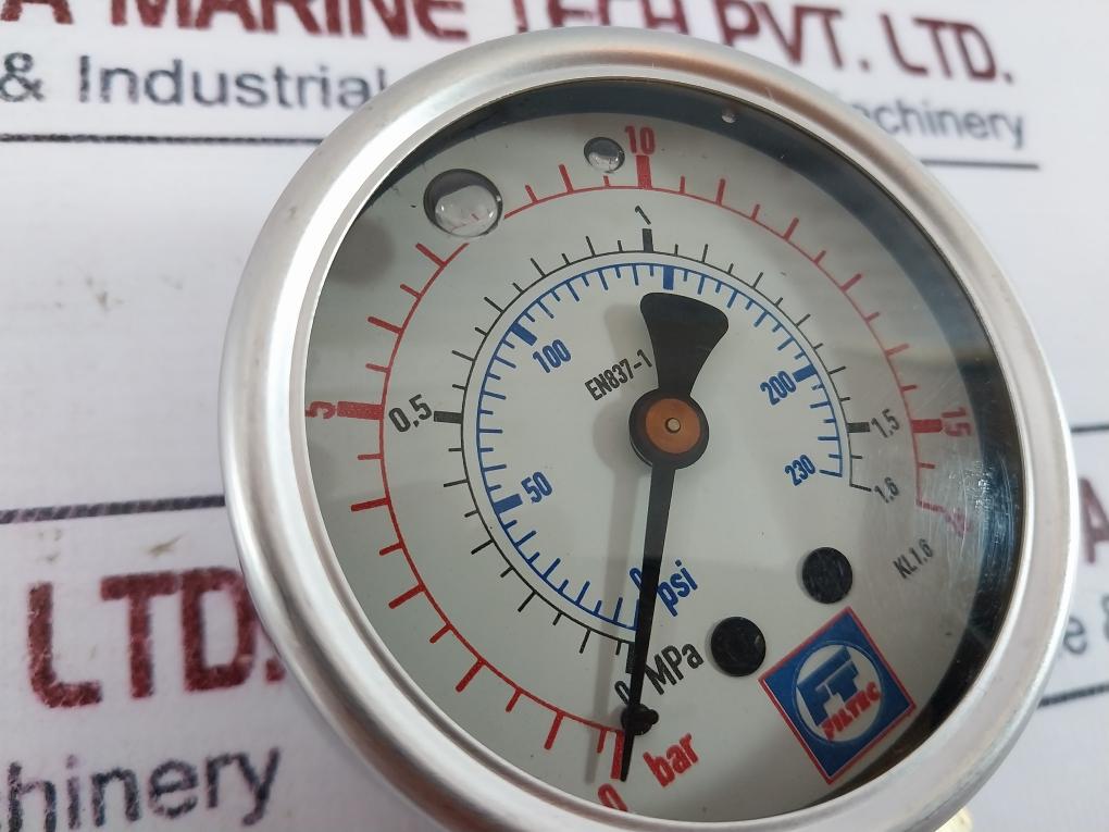 Filtec En 837-1 Pressure Gauge 0-16 Bar / 0-1.6 Mpa / 0-230 Psi