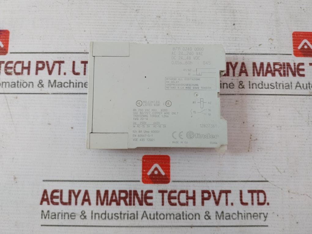Finder 87.11 Time Delay Relay Awg 20-14 8A 24-240Vac/Dc
