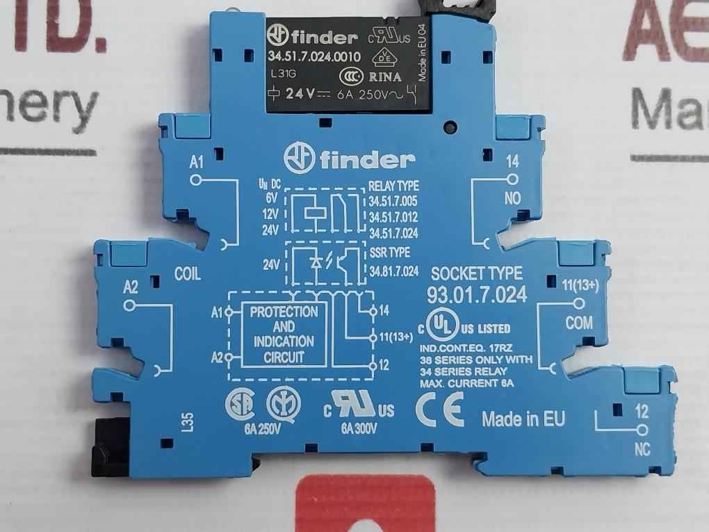 Finder 93.01.7.024 Relay Socket Unit 6A 24V