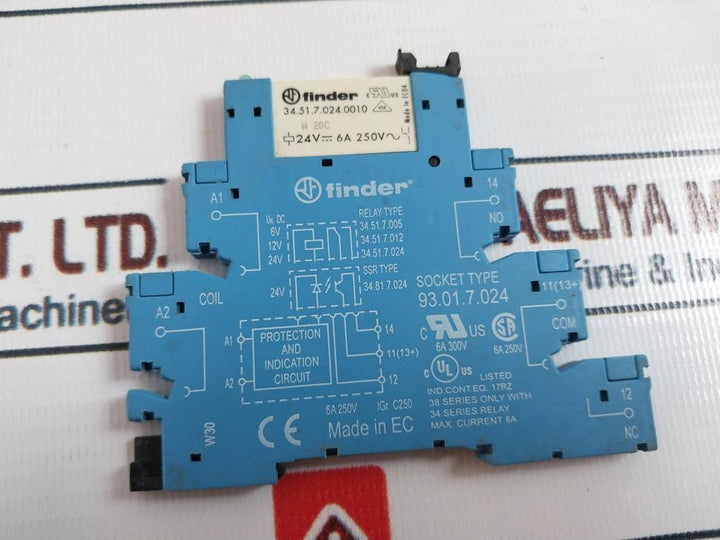 Lot of 5X Finder 93.01.7.024 Ultra Thin Power Relay Socket