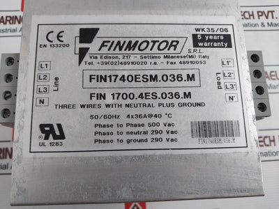 Finmotor Fin1740Esm.036.M Emi Filter 50/60Hz 4X36A