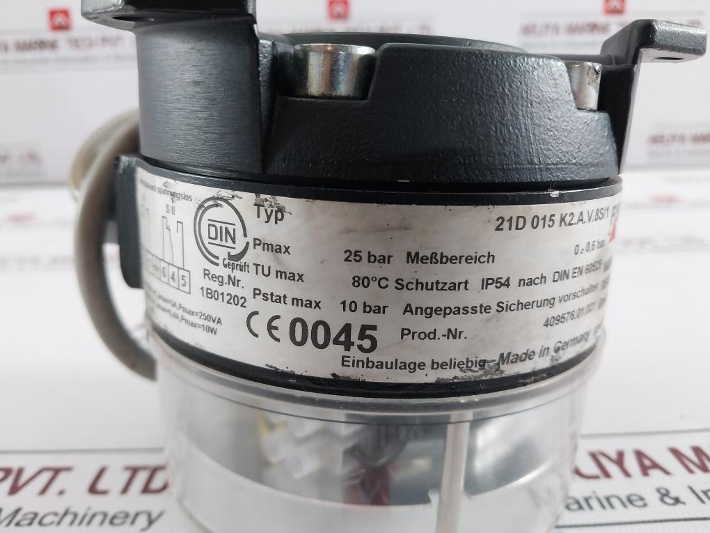 Fischer 21D 015 K2.A.V.8S/1 Pressure Switch 25 Bar 250Va 5A 10W