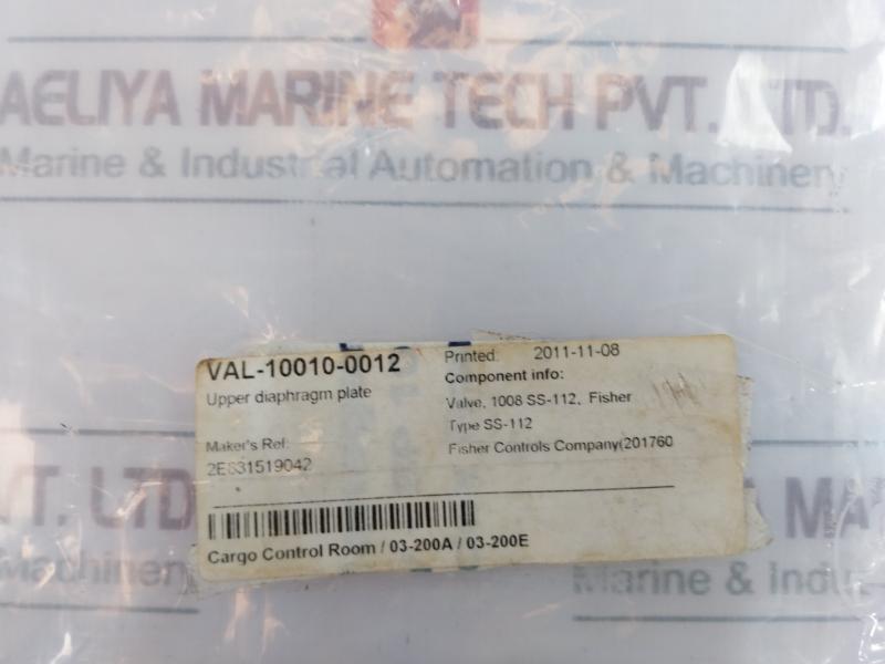 Fisher 2e831519042 Upper Diaphragm Plate Val-10010-0012