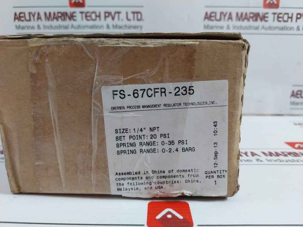 Fisher Fs-67Cfr-235 Pressure Regulator 67Cf Series 0-2 Bar 0-.2 Mpa 0-30 Psi