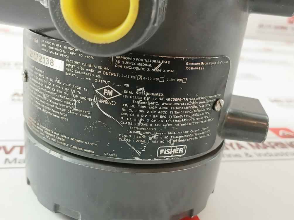 Fisher I2P-100 Electro-pneumatic Transducer 4-20 Madc 3-15 Psi