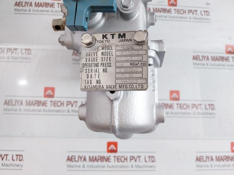 Flanged Ball Valve Assy W/ Positioner Ag06S Kitamura 4 Kgf/Cm2 70˚C Max