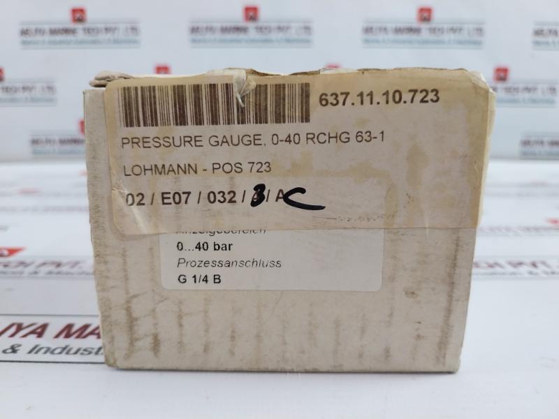 Flender En837-1 Pressure Gauge 0-40/60 Bar, G 1/4b Process Connection