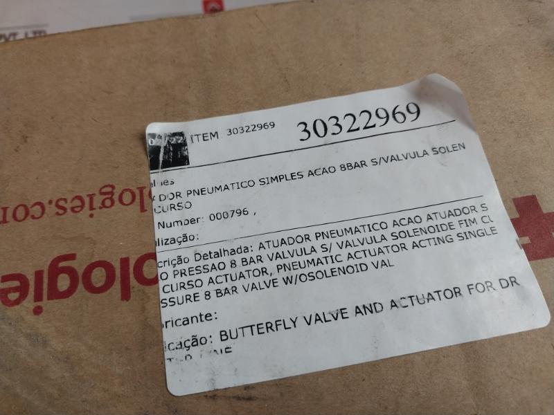 Fmc 3258066 Vane Actuator Butterfly Valve Model 200, 30322969 8Bar