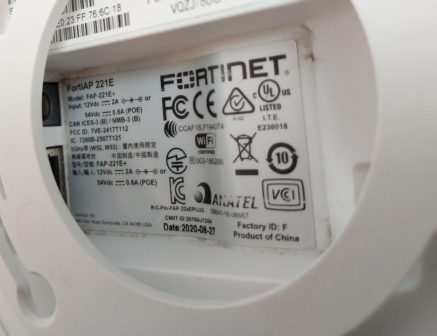 Fortinet Fap-221E+ Wireless Access Point Fap-221E-e P23607-02-01
