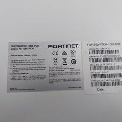 Fortinet Fs-108E-poe Ethernet Switch 100-240Vac 1.6A Max. 50/60Hz E238018