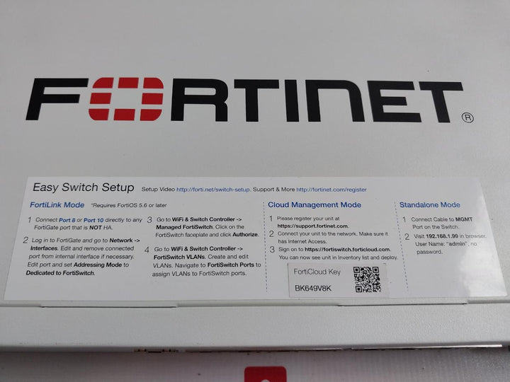 Fortinet Fs-108E-poe Ethernet Switch 100-240Vac 1.6A Max. 50/60Hz E238018