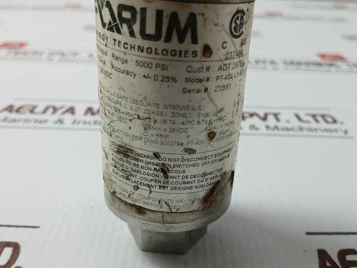 Forum Pt-400-l1-5000-psi-s-e19-w3-p5-m2-b63 Pressure Transmitter 9-28 Vdc 4-20Ma