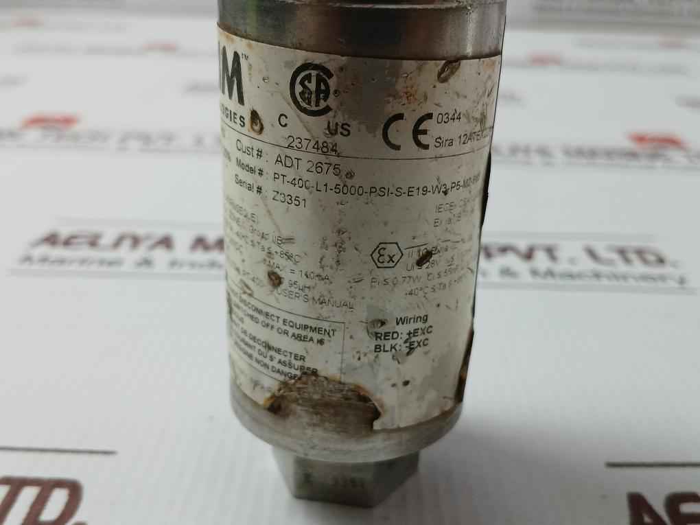Forum Pt-400-l1-5000-psi-s-e19-w3-p5-m2-b63 Pressure Transmitter 9-28 Vdc 4-20Ma