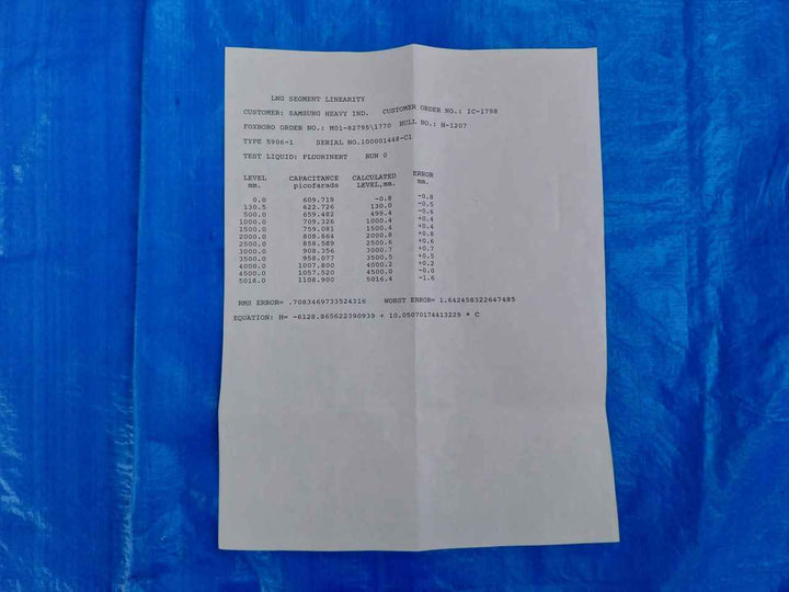 Foxboro 5906-1 Sensor Segment L8005Yp B0134Kp Rev: H 10 Megohm At 500Vdc
