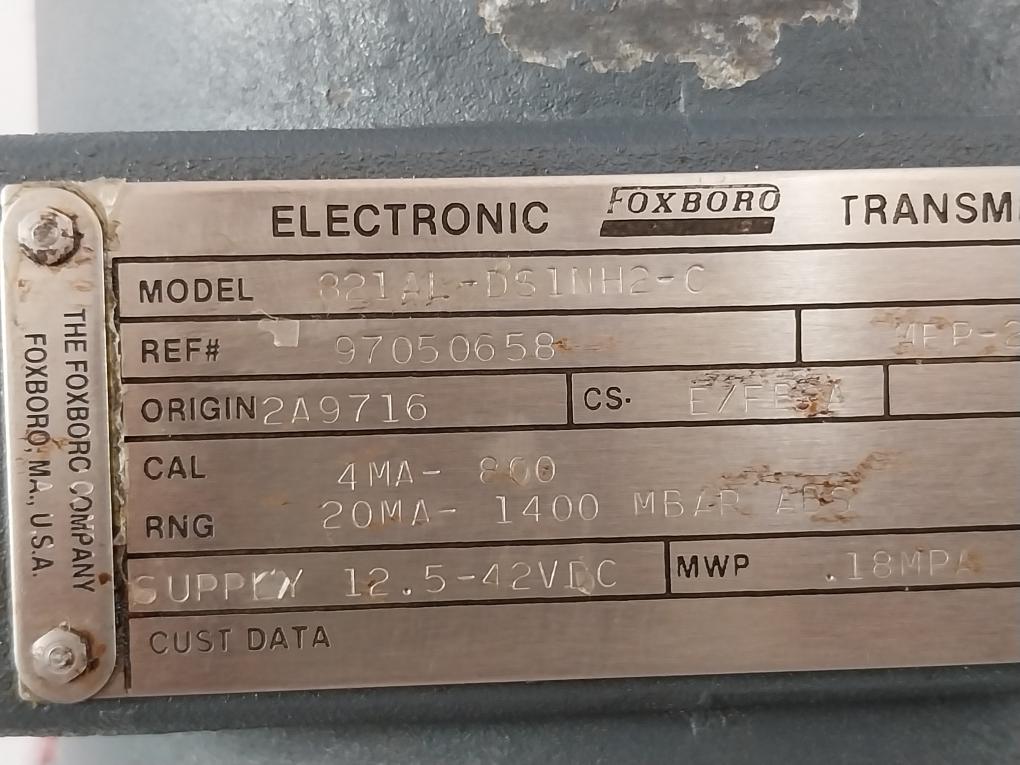 Foxboro 821Al-ds1Nh2-c Electronic Transmitter L0121Gt/D 12.5-42Vdc 18004Wx
