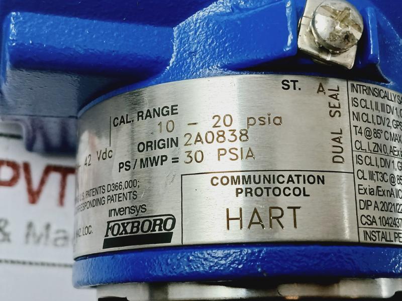Foxboro Iap10-t20C1F-m1 Absolute Pressure Transmitter 30 Psia 10-20 Psig
