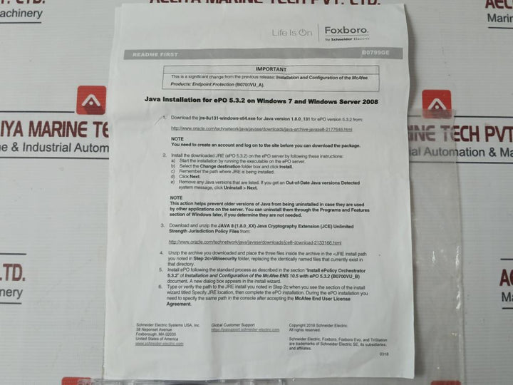 Foxboro K0177Az-b Antivirus Install And Configuration Tool Kit Cd K0204Af Rev: 0B