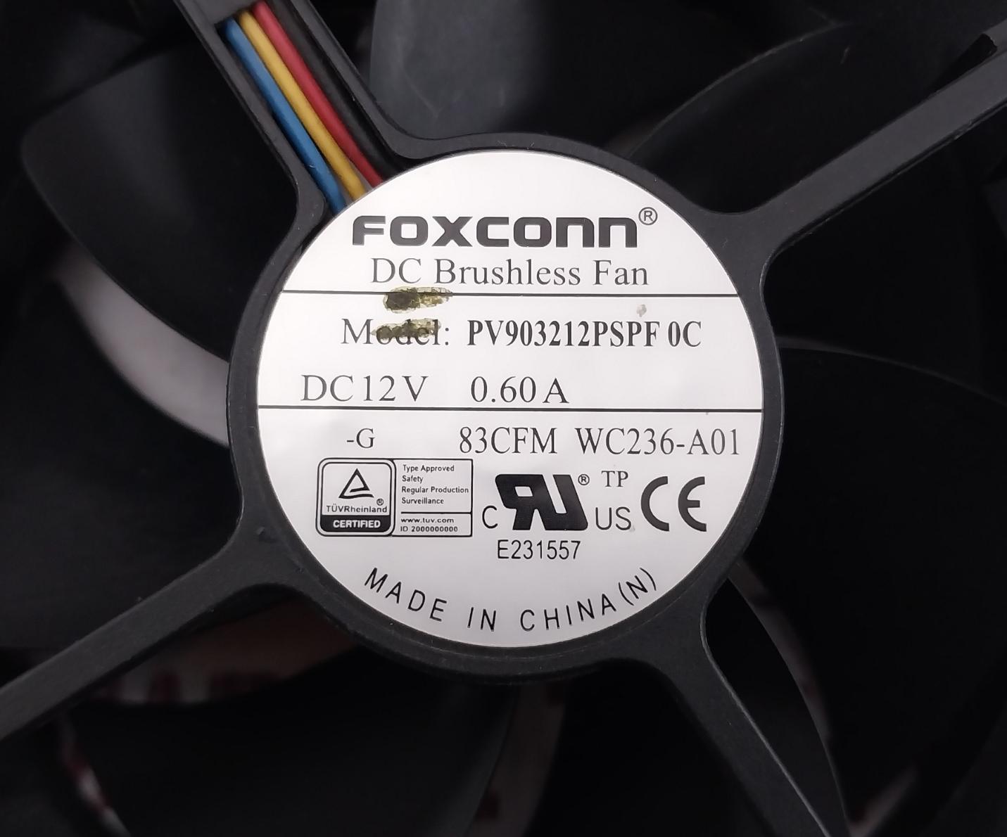 Foxconn Pv903212Pspf 0C Dc Brushless Fan 12V 0.60A