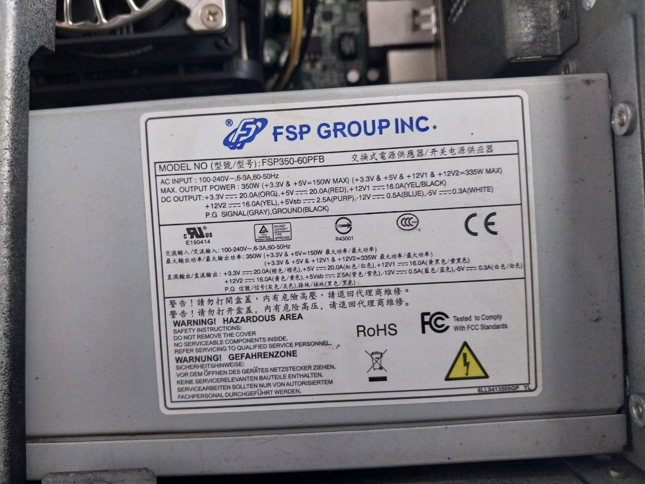 Fsp Group Fsp350-60Pfb Switching Power Supply 100-240V 6-3A 60-50Hz E190414