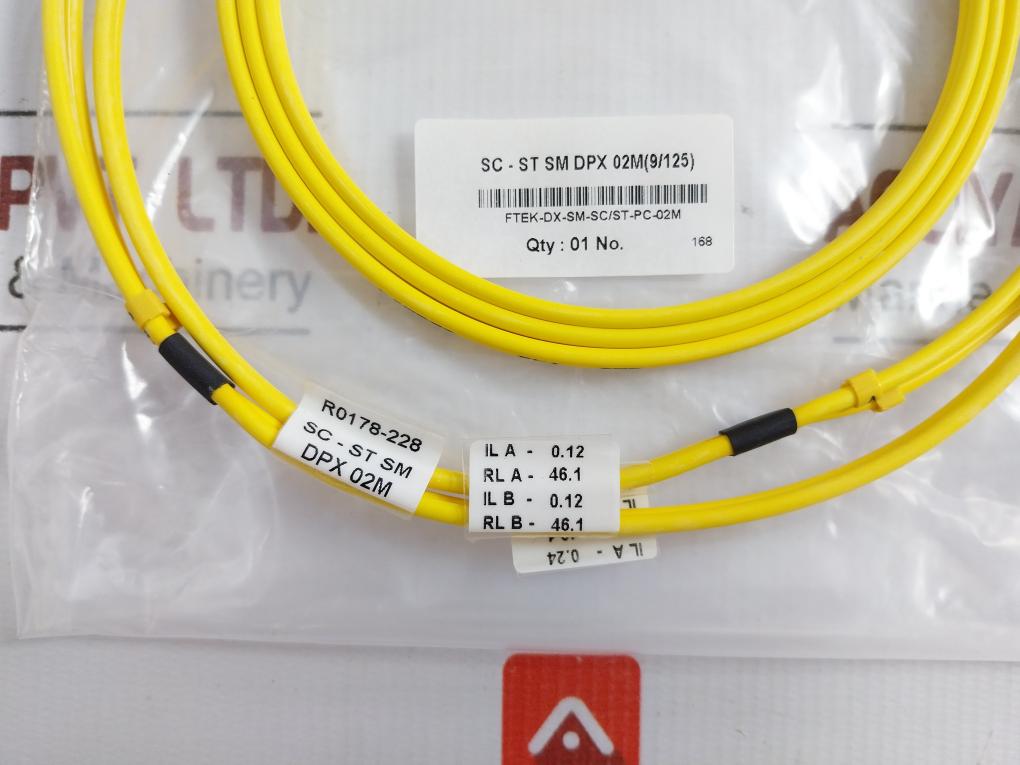 Ftek-dx-sm-sc/St-pc-02M Single Mode Duplex Fiber Optic Patch Cable Set New Condition