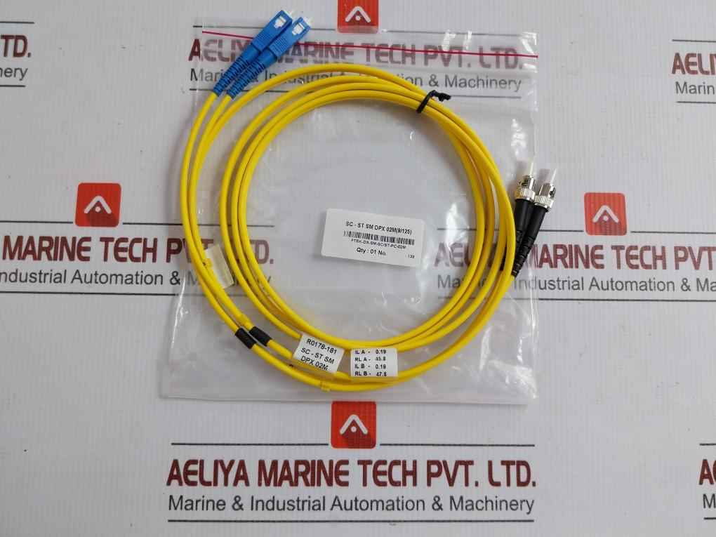 Ftek-dx-sm-sc/St-pc-02M Single Mode Duplex Fiber Optic Patch Cable Set New Condition