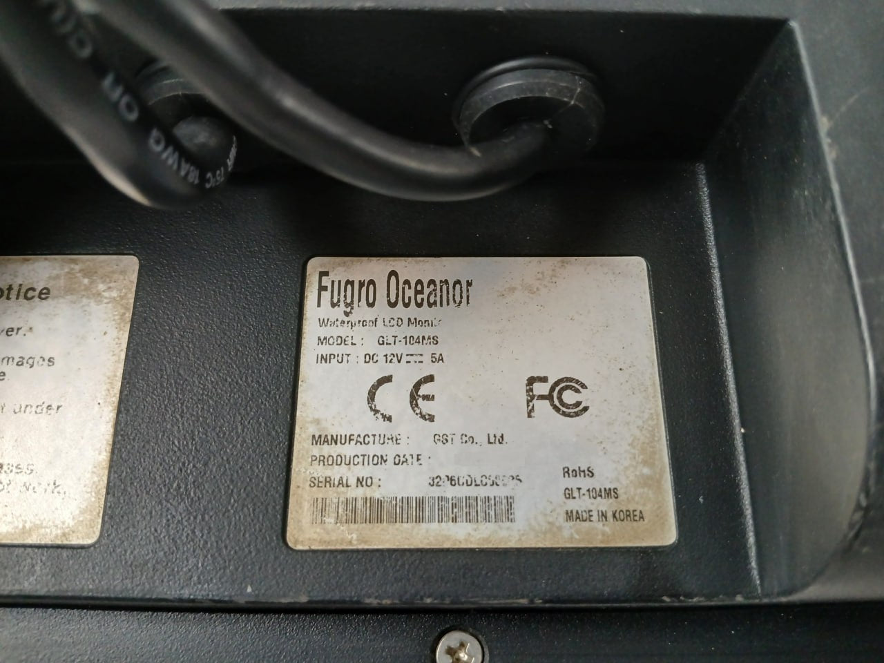 Fugro Oceanor Glt-104Ms Waterproof Lcd Monitor Dc 12V-5A
