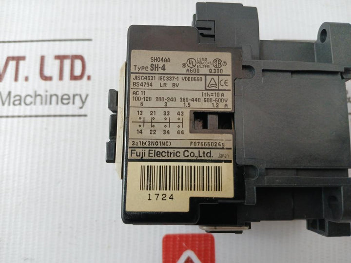 Fuji Electric 10A 200–220V Ac 50/60 Hz Auxiliary Contactor Sh04Aa