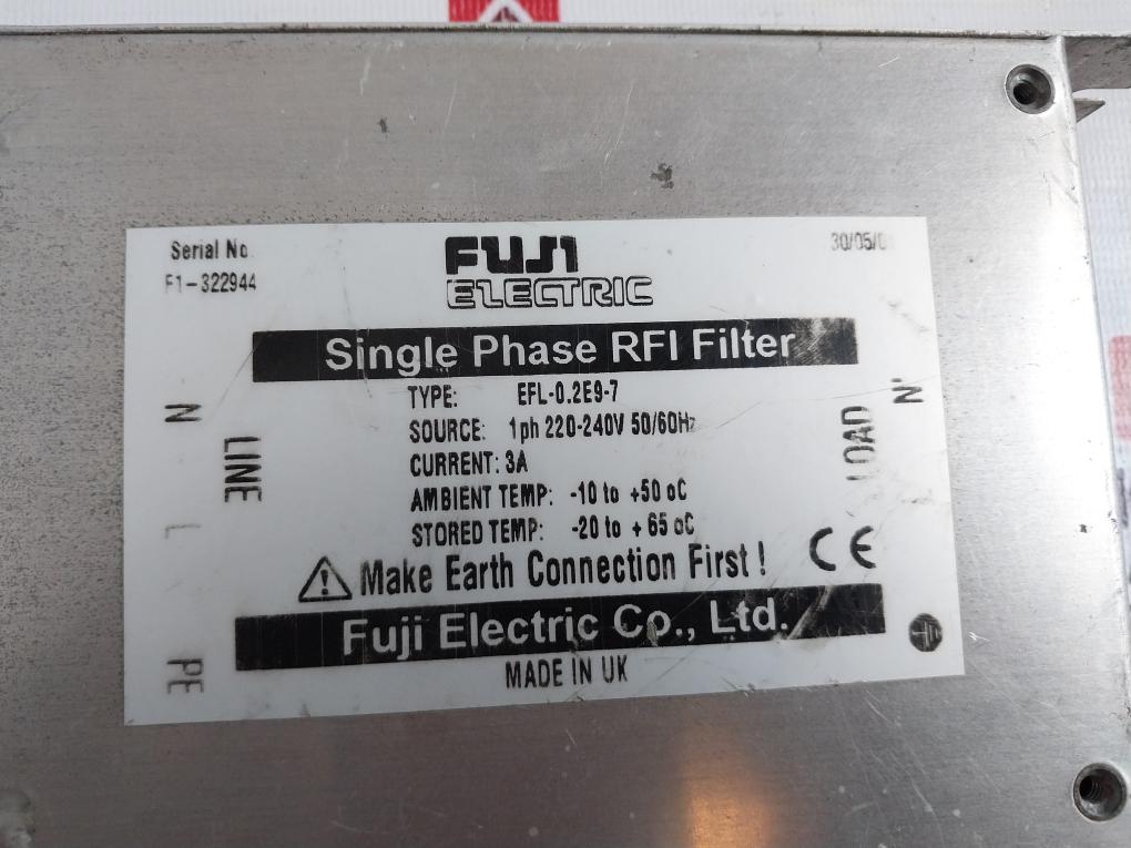 Fuji Electric Efl-0.2E9-7 Single Phase Rfi Filter 3A 50/60Hz