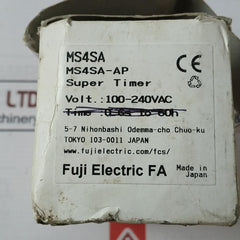 Fuji Electric Ms4Sa-ap Miniature Size Super Timer Module 100–240V Ac 50/60Hz
