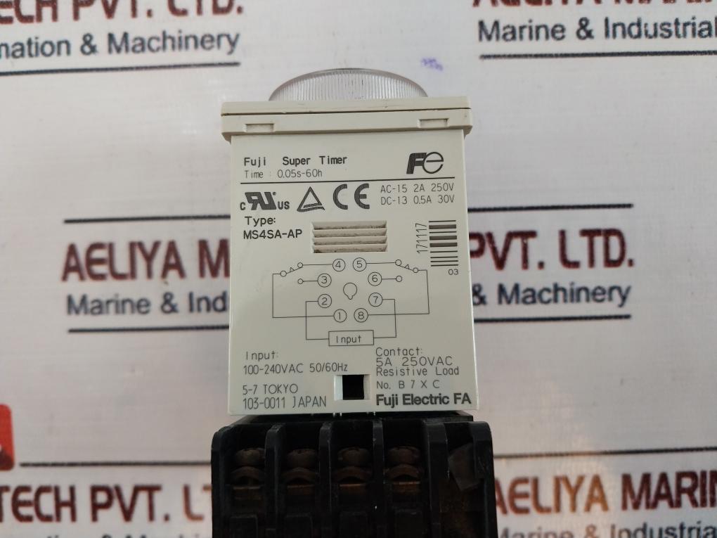 Fuji Electric Ms4Sa-ap Super Timer 0.05S-60H, 100-240Vac 50/60Hz