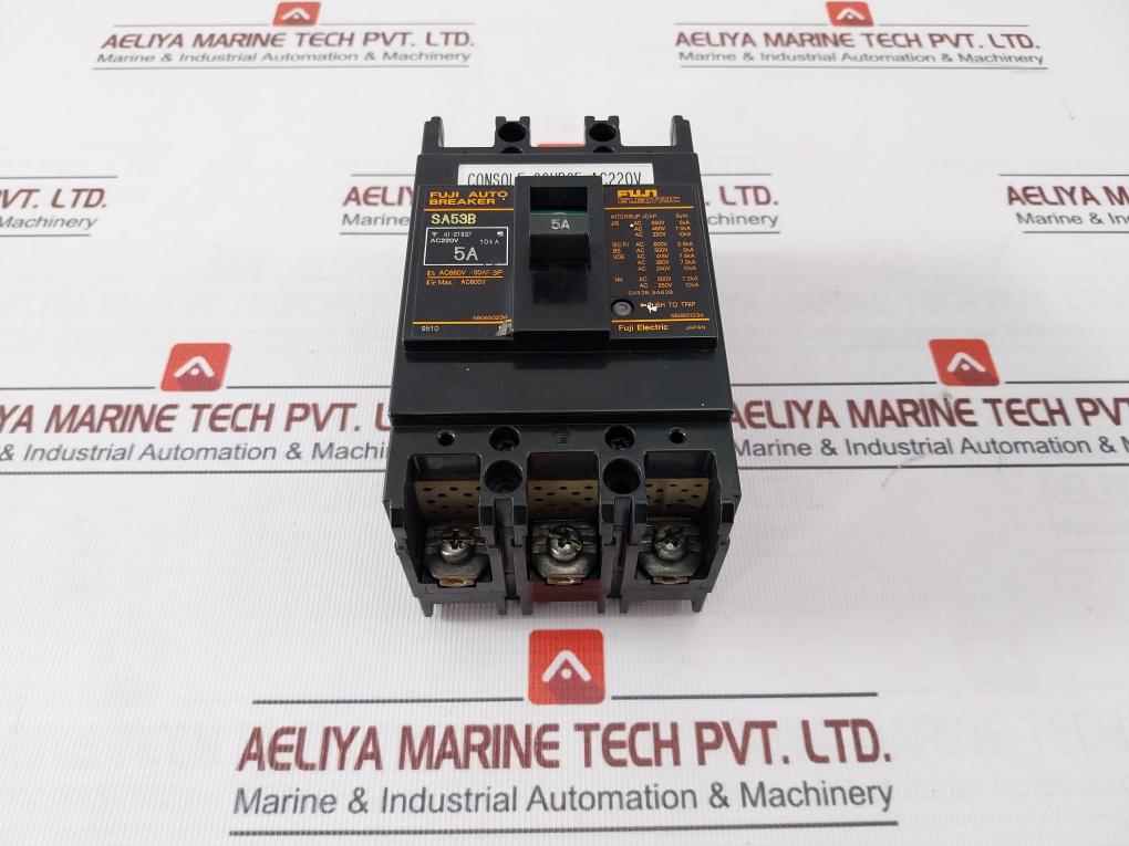 Fuji Electric Sa53B Auto Circuit Breaker 41-21637 Ac660V 50Af 3P Ac600V 5A 10Ka