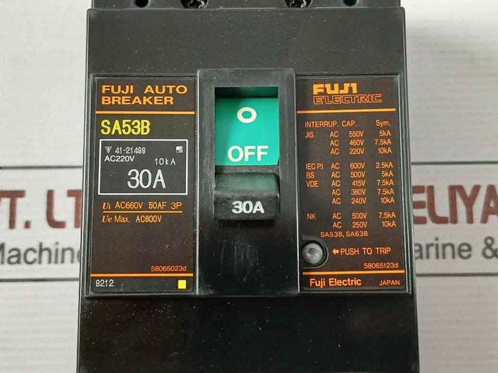 Fuji Electric Sa53B Molded Case Circuit Breaker 3-pole