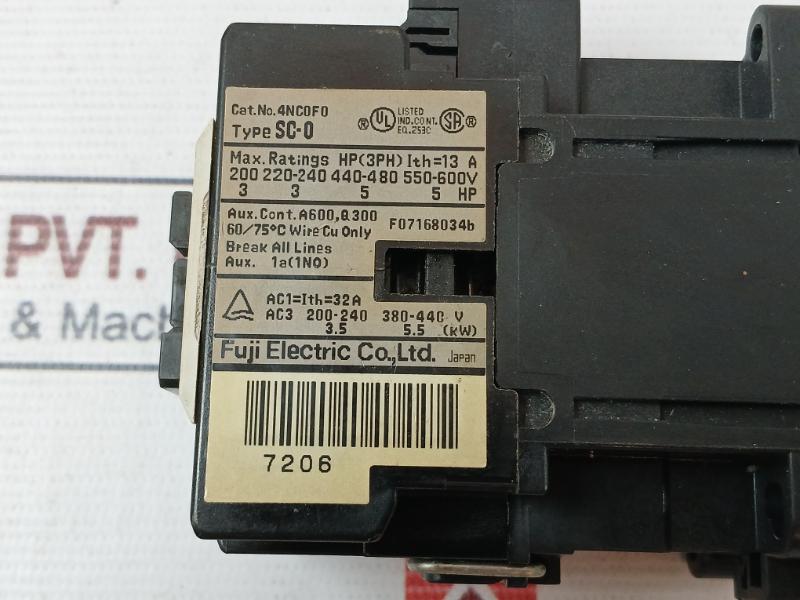 Fuji Electric Sc-0 [13] Magnetic Contactor 4Nc0F0 100-110V 60Hz 32A Auxiliary