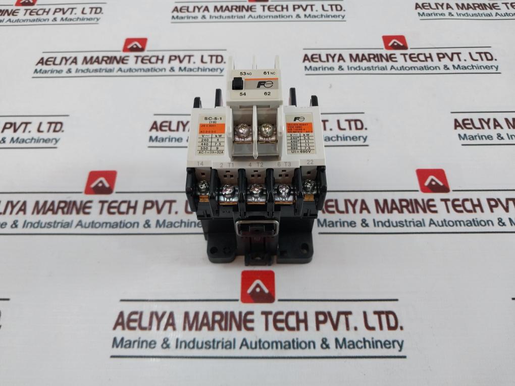Fuji Electric Sc-5-1 [19] Magnetic Contactor With Sz-a11 Auxiliary Contact Block