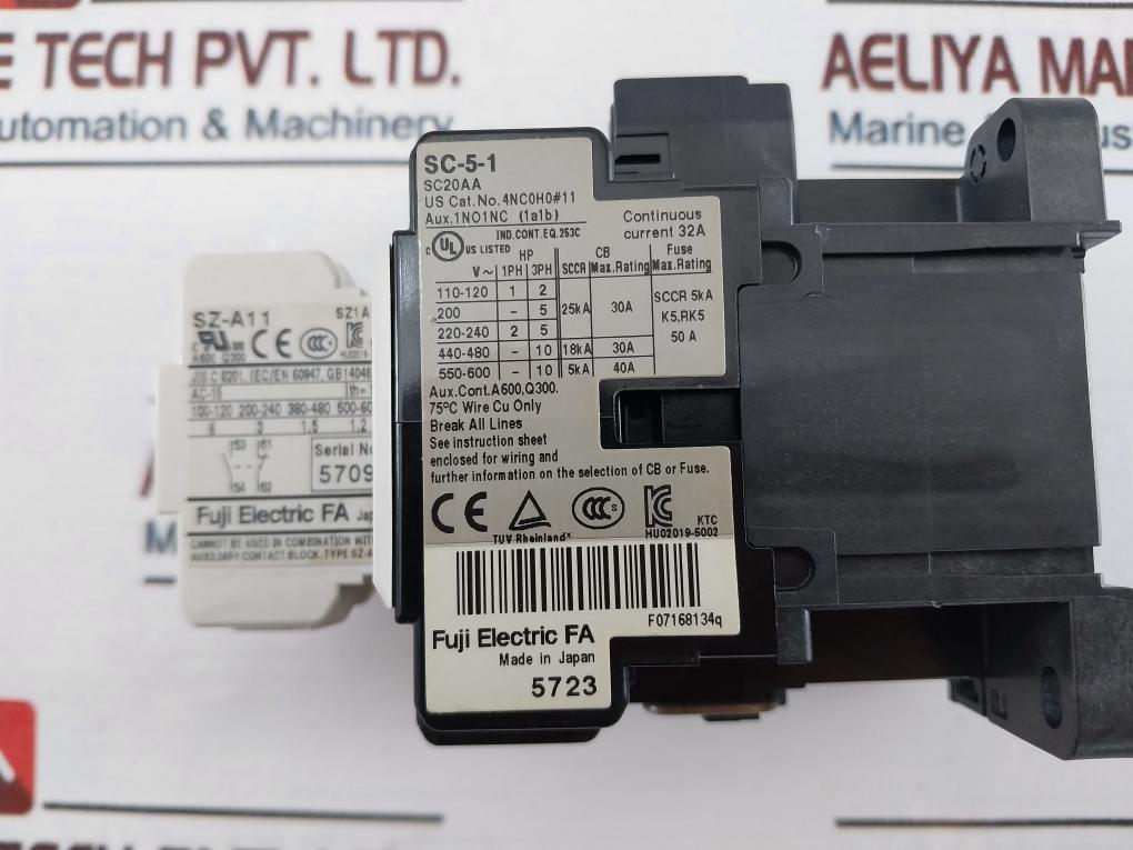 Fuji Electric Sc-5-1 [19] Magnetic Contactor With Sz-a11 Auxiliary Contact Block