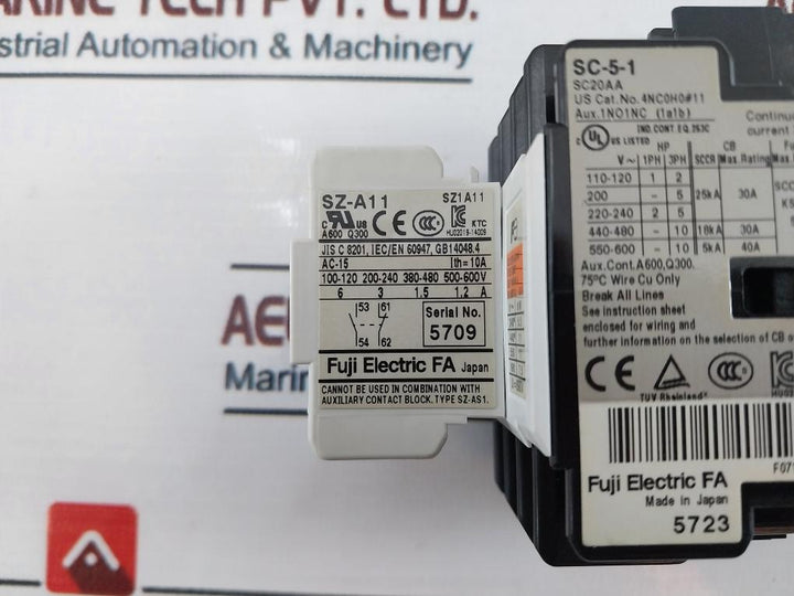 Fuji Electric Sc-5-1 [19] Magnetic Contactor With Sz-a11 Auxiliary Contact Block